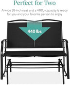 Best Choice Products 2-Person Outdoor Patio Swing Glider Steel Bench Loveseat Rocker for Deck, Porch w/Textilene Fabric, Steel Frame - Black