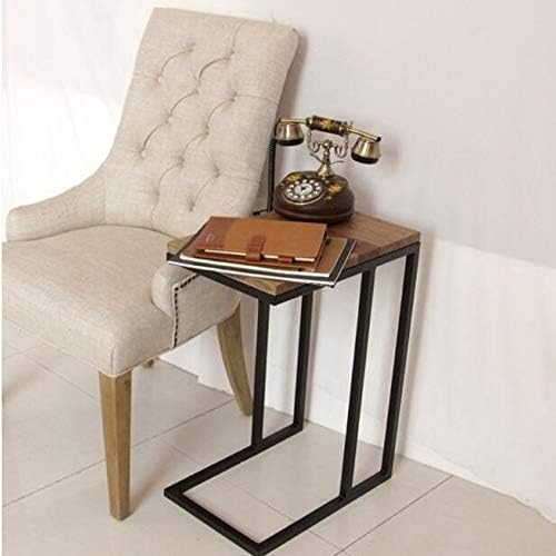 Telephone Table, C-Shaped Side Sofa Snack Table,Telephone Side Table,Solid Wood Computer Coffee Table,Bedside Desk,End Table Living Room Furniture(