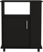 Lower Microwave Pantry 29", Single Door Cabinet, Open Shelf & Side Storage