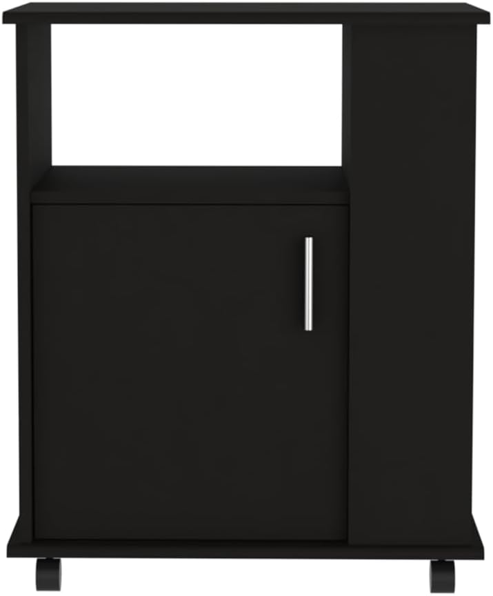 Lower Microwave Pantry 29", Single Door Cabinet, Open Shelf & Side Storage