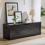 55.1" Storage Bench,Storage Chest for Entryway, Mudroom & Bedroom | 55.1L”x15.7W”x19.1H” Wooden Storage Bench,Storage Trunk with 2 Safety Hinges,Supports 220 lb,Easy Assembly( Black)