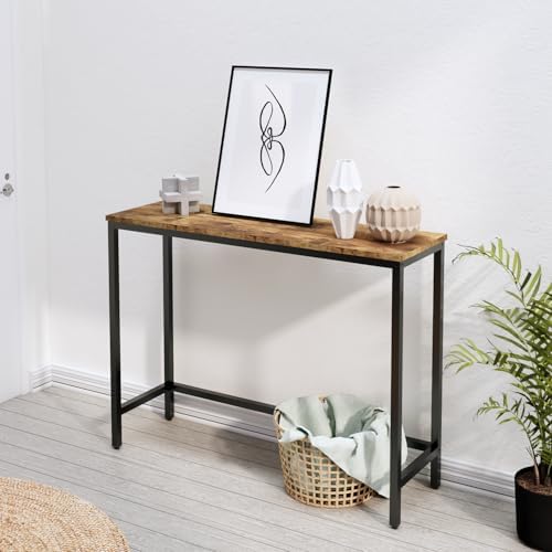 Timberer 39.4” Console Table Hallway Entrance Table Sofa Table Behind Couch | Accent Table for Living Room, Entryway, Easy Assembly, Rustic Brown