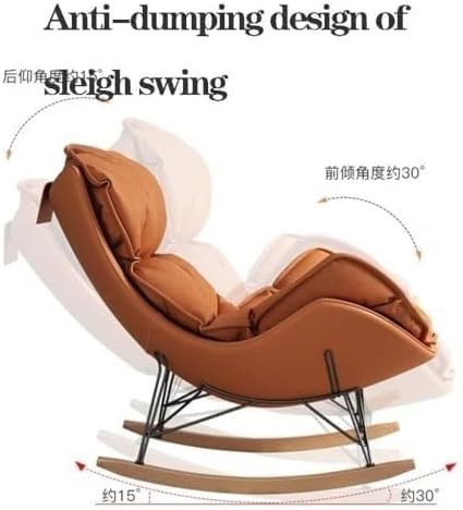 Mid-Century Rocking Chair with Ottoman, Fabric Glider Recliner Chair with High Rest, Wood Legs, 330 Lbs(Orange)