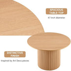 NORDICANA 5-Piece Wooden Round Dining Room Table and Chair Set, 47-Inch Kitchen Table with Barrel Chairs for 4, Brown Upholstered Sherpa Dining Set, MDF Core with Oak Finish