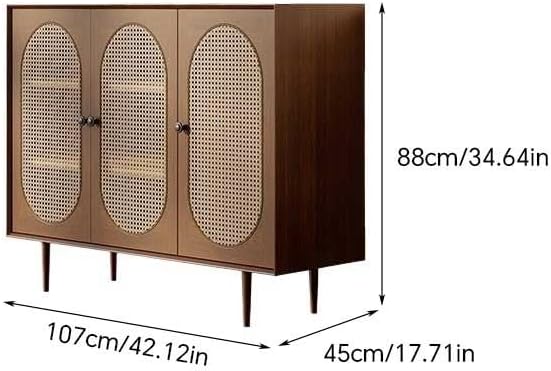 Entryway Cabinet Retro Rattan Sideboard Wall Kitchen Storage Cabinet Modern Restaurant Wine Cabinet Sideboard Storage Cabinet(Small)