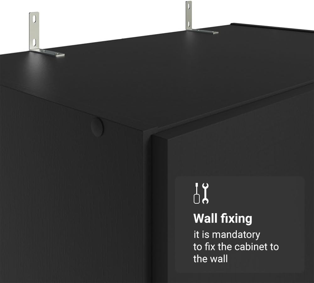 Madesa Kitchen Pantry Storage Cabinet with 2 Doors, Ample Shelf and Hanging Space 31 Inch Utility Armoire Organization Unit - Black