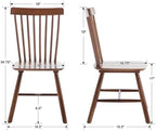 Windsor Dining Chairs Set of 2, Farmhouse Kitchen & Dining Room Chairs with Spindle Back, Comfy Armless Solid Wood Side Chair for Home/Living Room/Restaurant, Walnut Wood