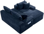 Blue Oversized Sectional Couches with Ottoman. Right Face Chaise | L shaped modular sofa, Cloud soft cushion with foam, Breathable pet-friendly, Side storage pocket, No assembly required.