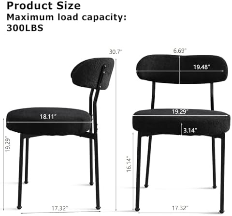 Dining Table and Chair Set 31.5" Black Round Table&2 Boucle Upholstered Chairs for Kitchen Dining Room Small Space 3 Piece Dining Table and Chair Set (Black)