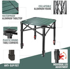 VILLEY Folding Camping Square Table, Portable Aluminum Table, Medium | Lightweight & Portable, Adjustable Square Table with Carry Bag for Camping, Picnic, BBQ, Backyard & Outdoor Use