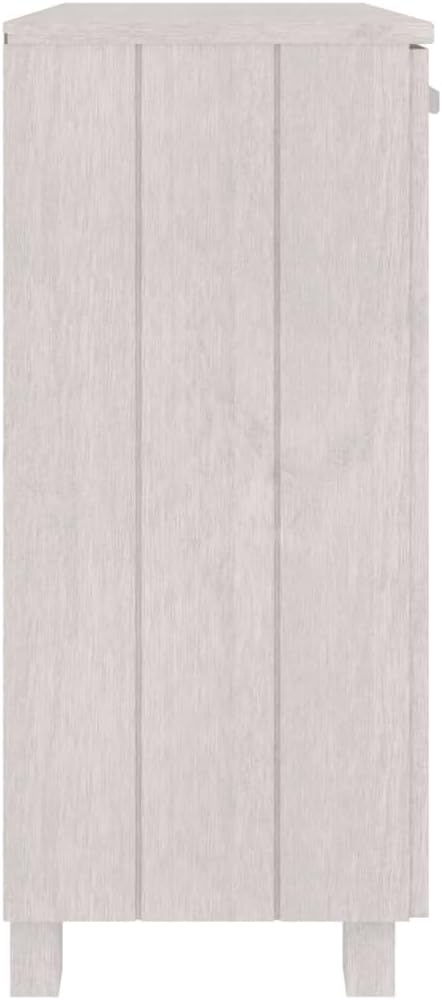 White Wooden Sideboard with 2 Doors, 33.5"x13.8"x31.5" Solid Pine Wood Storage Cabinet, Hamar Accent Buffet Credenza for Living Room, Dining Room and Hallway