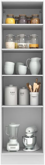 Madesa Hazel 3 Door Pantry Kitchen Storage Cabinet with 5 Compartments 89 Inch Tall Wooden Organization Unit - White