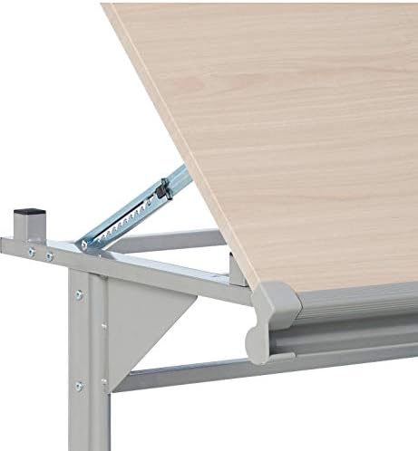 Stand Up Desk Store Adjustable Height and Angle Drafting Table Drawing Desk with Large Surface (Silver Frame/Birch Top, 40" W X 26" D)