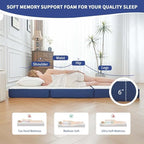 CYMULA Folding Mattress Twin, 6 Inch Memory Foam Tri-Fold Floor Bed and Futon,Twin Topper with Breathable & Washable Cover,Foldable Mattress for Guest Bed, Office Nap,Camping,White，38"x75" 6"