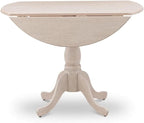 East West Furniture DMT-ABC-TP Dublin Kitchen Dining Table - a Round Wooden Table Top with Dropleaf & Pedestal Base, 42x42 Inch, Wirebrushed Buttercream | Kitchen