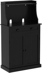 ARTPOWER 54" Kitchen Microwave Cabinet/Stand with Storage and Drawers, Pantry Storage Cabinet with Hutch & Adjustable Shelves for Kitchen, Dining Room, Living Room, Hallway in Black