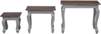 Nesting Table Set 3 Pieces Solid Mahogany Wood | Antique Style, Handmade, Vintage Finish, Space Saving, Living Room Accent