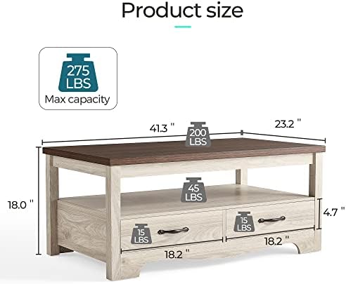 LINSY HOME Living Room Table Sets 4 Piece with TV Stand, Farmhouse TV Stand for 65 Inch TV, Coffee Table with Drawers, Two End Table with Charging Station, Washed Gray
