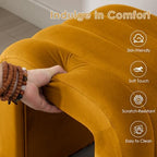 ONEVOG Velvet Pouf Ottoman, Small Ottoman Foot Rest for Couch, 18 Inch Cute Vanity Chairs for Makeup, Living Room Decorative, Sturdy Frame, Upholstered Modern Footrest for Bedroom, Dorm, Cognac, 2Pcs