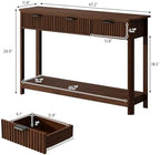 HOKYHOKY Fluted Console Table with Drawers, 47.1" Entryway Table, Walnut | with Storage Shelf, Modern, Narrow Skinny, Behind Couch Wood Sofa Table, for Living Room Hallway Entrance Foyer