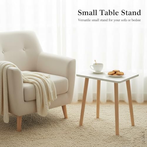 FORAOFUR Small Side Table, Modern Wood Mini Coffee Table, Easy Assembly Compact End Table for Living Room Bedroom Sofa, Minimalist White Accent Furniture for Small Spaces
