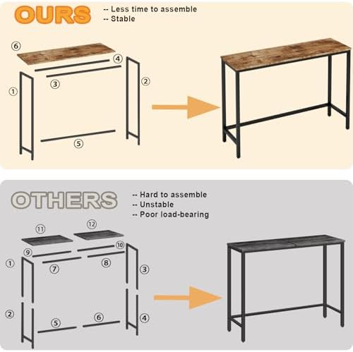 Timberer 39.4” Console Table Hallway Entrance Table Sofa Table Behind Couch | Accent Table for Living Room, Entryway, Easy Assembly, Rustic Brown
