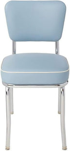 HomeStock Diner Chair - Vinyl Seat, Chrome Frame - Fully Assembled Bistro Kitchen Chair Bristol Blue