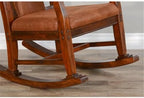 Pemberly Row Mahogany Rocking Chair with Cushioned Seat and Back, Studded Accents, Smooth Rocking Motion, Dark Chocolate