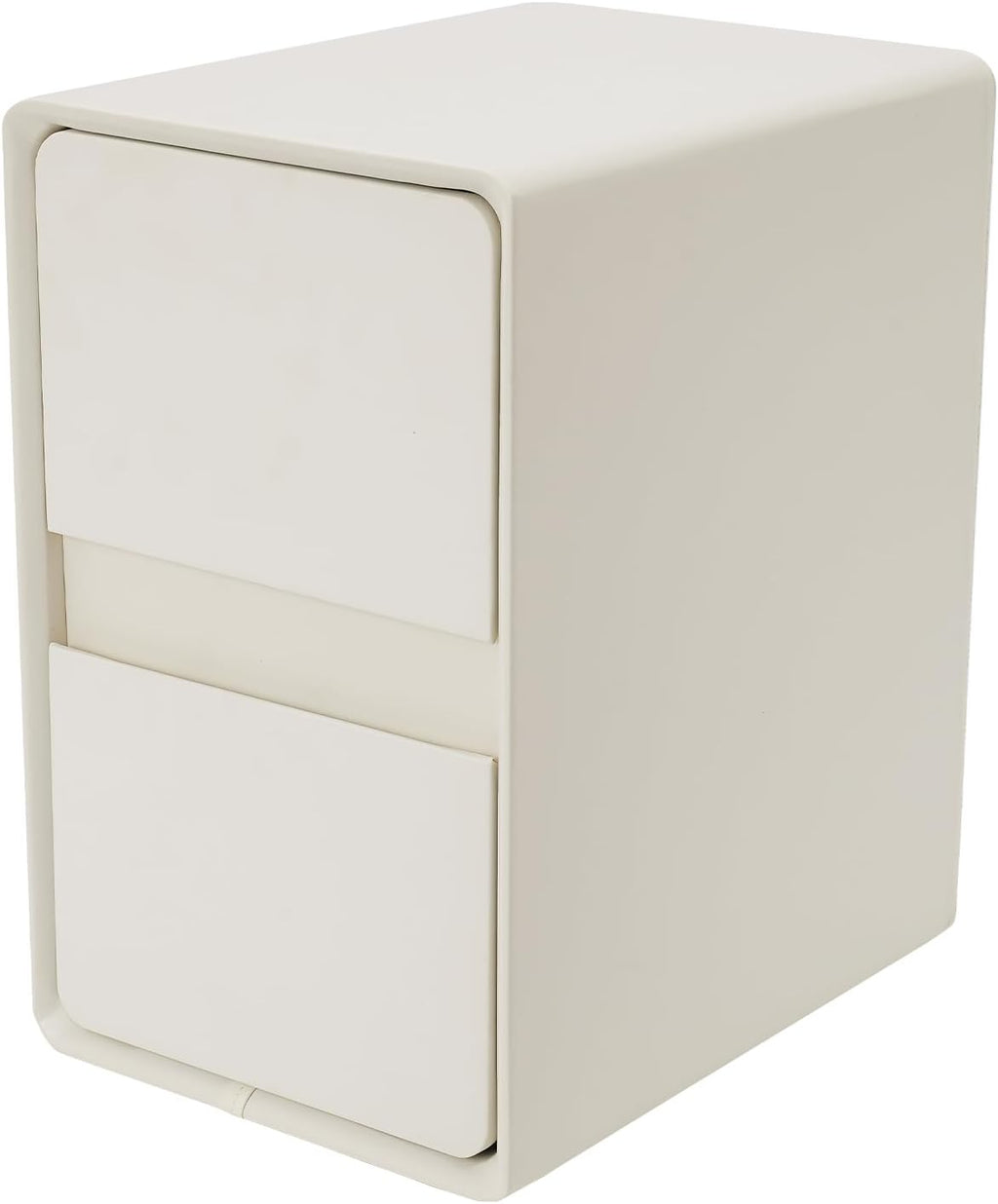Modern Bedside Table, Minimalist Nightstand Small Narrow Side Table with 2 Drawers for Bedroom Living Room Small Space White