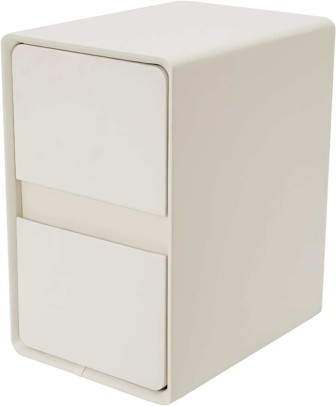 Modern Bedside Table, Minimalist Nightstand Small Narrow Side Table with 2 Drawers for Bedroom Living Room Small Space White
