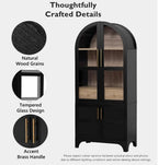 Arched Kitchen Pantry Cabinet, 71" Tall, Farmhouse Style, with Glass Door, Hidden Drawer, Open and Adjustable Shelves, for Kitchen, Dining Room