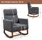 Yaheetech 28in Wide Padded High Back Glider Rocking Chair, Gray Polyester | High Back Nursing Chair with Side Pockets, Thick Foam Glider Chair, Rubberwood Base, Leisure Rocker for Living Room Bedroom