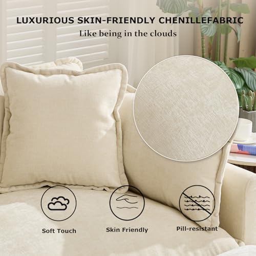 SoarFlash 113.78" Chenille L Shaped Modular Sofa with Ottoman,Beige