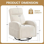 Yaheetech 360° Swivel Nursing Chair with Side Pockets, Beige