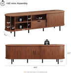 ONBRILL 69" TV Stand with Power Outlet for TVs up to 80", Walnut | Entertainment Center with Storage and Drawer TV Console w/ Adjustable Shelves & Sliding Door TV Stand for Living Room Bedroom
