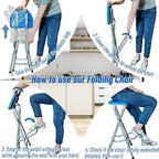 Be&xn Folding Bar Stool, Tall Collapsible Stool Counter Height Folding Stools for Adults Portable, Plastic Barstool Chair for Adults Kitchen Island Guitar (blue, H72xW31cm(28x12inch))