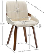 Mid Century Modern Faux Leather Upholstered Dining Chairs,Armless Accent Chairs with Sturdy Natural Wood Legs,Bamboo Backrest Support for Kitchen&Dining Room Chairs(1PCS,Beige)