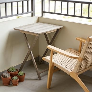 Modern Indoor XL Oversized Folding Tray Table – Rustic Gray Portable Laptop Snack TV Dinner Stand for Living Room, Bedroom, Home Office, Dorm & Reading Nook, 23.5 x 18 x 26 Inches