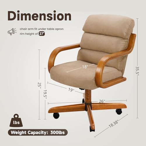 Chromcraft Douglas D9550 Swivel-Tilt Dining Chair - Chestnut - MAJ6-4pc | Casual Dining Chair Caster Ultra Comfortable Fabric Kitchen Chair with Rolling Wheels for Home Kitchen