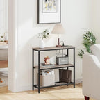 Snughome 3 Tier Narrow 29.5" Console Table with Power Outlets (Grey) | Thin Sofa Side Display Table, Small Entryway Table with 2 USB, 2 Power Outlets, Behind Couch Table, for Living Room, Hallway