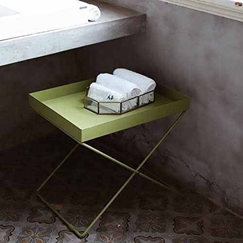 Telephone Table, Grass Green Metal Nightstand/End Table,Square Pallet Sofa Side Table,High and Narrow Entryway Table ，Telephone Table for Living Room,Bedroom and Off(Size
