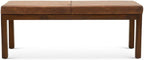 Furnifact Beige Leather Bench with Lines, Perfect for Entryway, Bedroom, or Dining Room, Stylish End of Bed Bench, Durable Leather Seating for Living Spaces