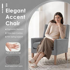 COLAMY Modern Wingback Living Room Chair Set of 2, Upholstered Fabric Accent Armchair, Single Sofa Chair with Lounge Seat and Wood Legs for Bedroom/Office/Reading Spaces, Gery