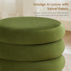 Flouki 19.5" Storage Ottoman Round, Vanity Stools for Bedroom, Velvet Pouf Ottoman with Removable Lid, Modern Ottomam Stool for Girls Women, Foot Stool for Living Room, Green