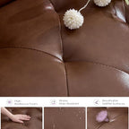 62'' Leather Loveseat Sofa Set with Chairs, 3-Piece Living Room Furniture | Leather Sofa and Chair Set, Loveseat Couch with 2 USB Ports and Cupholders, Comfy Furniture for Apartment Office, Brown