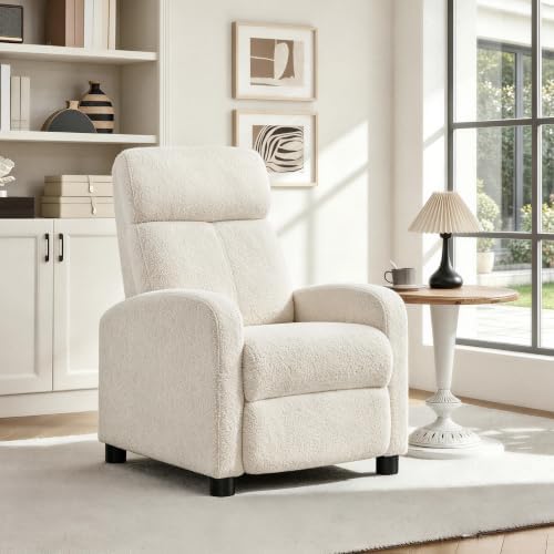 Yaheetech Recliner Chair with 3 Adjustable Angles Living Room Chairs Ivory