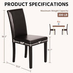Yaheetech Dining Chairs Set of 4 Upholstered Kitchen Chairs Dark Brown | Faux Leather High Back Sillas De Comedor, Solid Wood Legs, Adjustable Footpads, Modern Armless Parson Chairs for Dining Room