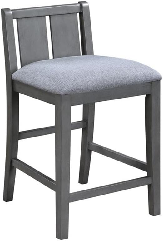 Lilola Home Graham 3-Piece Gray Finish Small Space Counter Height Dining Set with USB Charging Ports, Storage Shelves, and 2 Upholstered Chairs — Space-Saving Table & Chair Set for Apartments