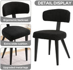 Boucle Chairs Set of 6, Modern Black Upholstered Dining Chairs with Black Metal Legs, Boucle Dining Chairs with Curved Backrest for Dining Room, Kitchen(Only Chairs)
