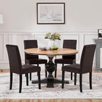Yaheetech Dining Chairs Set of 4 Upholstered Kitchen Chairs Dark Brown | Faux Leather High Back Sillas De Comedor, Solid Wood Legs, Adjustable Footpads, Modern Armless Parson Chairs for Dining Room